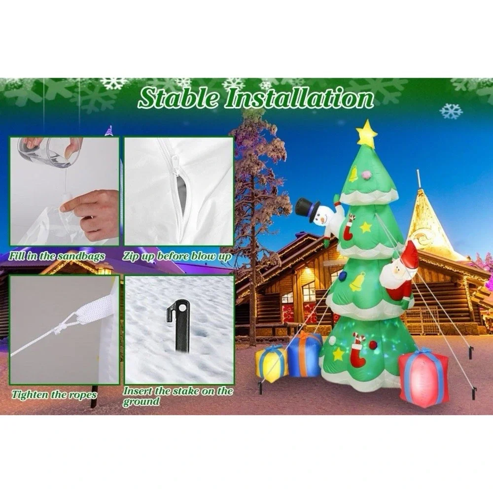 7FT Inflatable Christmas Tree LED Lights Blow up Outdoor Yard Party Decoration